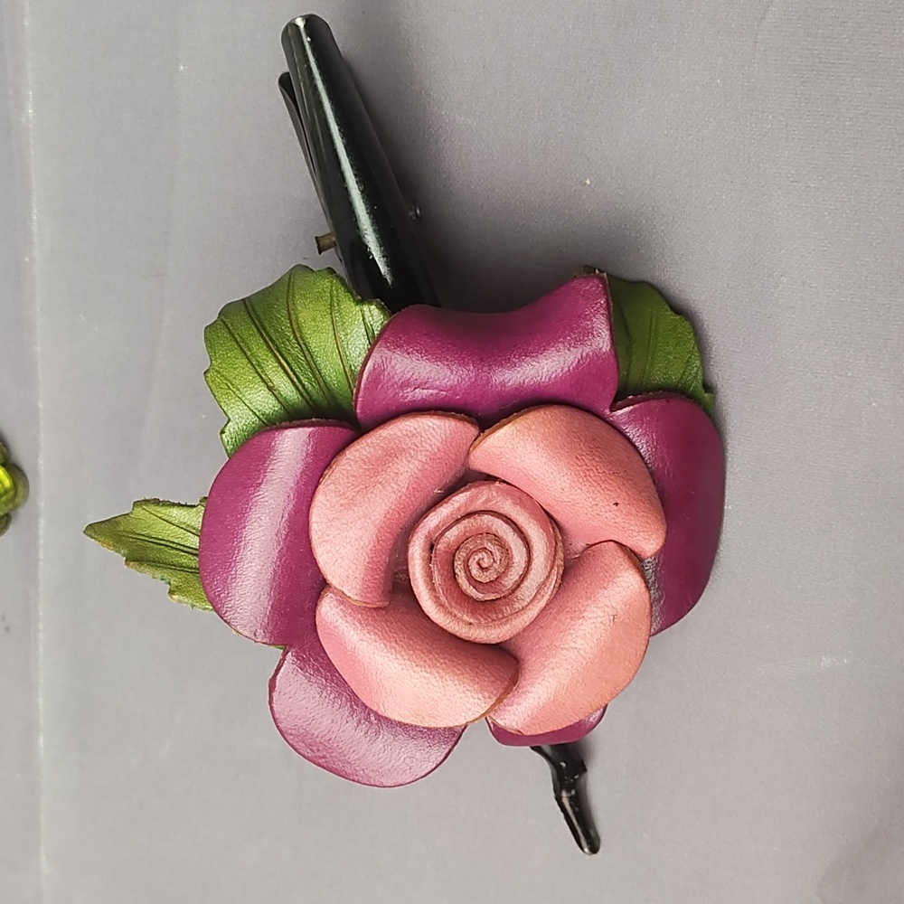 Handcrafted 5" leather hair clip